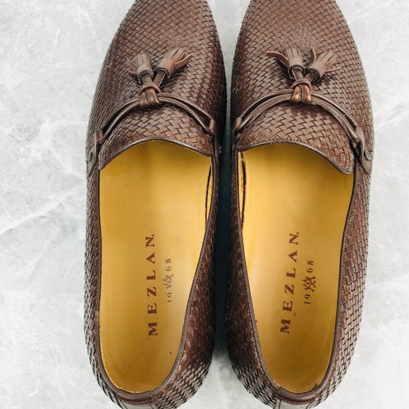 Mezlan Turing Mens size 9.5 M Loafers‎ Brown woven basket tassels dress loafers main image 12